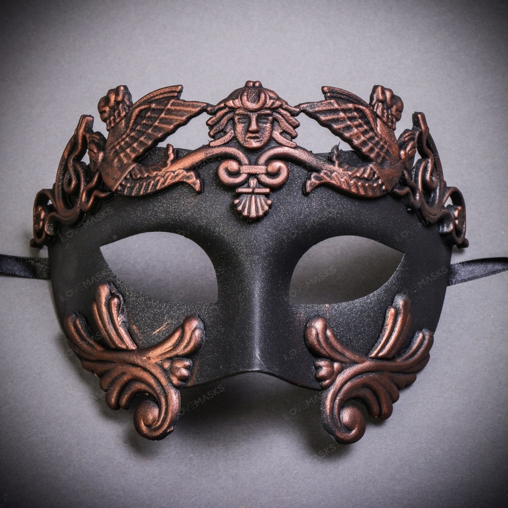 Roman Greek Emperor Warrior Venetian Mask - Black